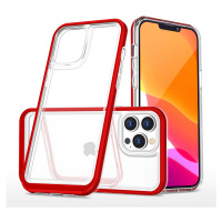 Průhledné silikonové pouzdro 3v1 pro iPhone 14 Pro s rámečkem červené