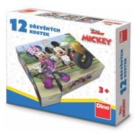 Dřevěné licenční kostky Mickey Mouse - 12 kostek