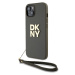 DKNY PU Leather Stack Logo Wrist Strap kryt iPhone 14 hnědý