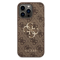 Guess PU 4G Metal Logo Zadní Kryt pro iPhone 14 Pro Brown