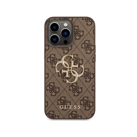 Guess PU 4G Metal Logo Zadní Kryt pro iPhone 14 Pro Brown