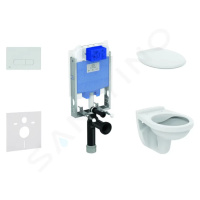 IDEAL STANDARD ProSys Set předstěnové instalace, klozet Alpha se sedátkem, tlačítko Oleas M1, ch