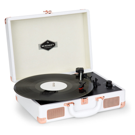 Nostalgy by Auna, Peggy Sue, retro gramofon, desky, USB, AUX, bílá/růžovo-zlatá