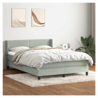 vidaXL Box spring postel s matrací světle šedá 140x210 cm samet