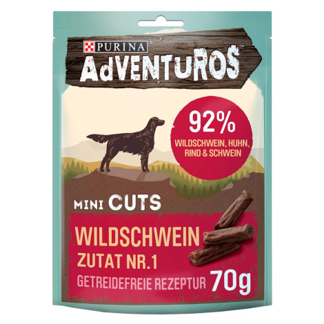 Purina AdVENTuROS Mini Cuts, pamlsek pro psy s kančím masem bez obilovin 3 × 70 g