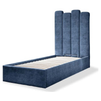 Modrá čalouněná jednolůžková postel s úložným prostorem s roštem 90x200 cm Dreamy Aurora – Miufo