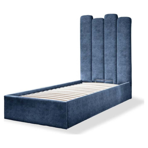 Modrá čalouněná jednolůžková postel s úložným prostorem s roštem 90x200 cm Dreamy Aurora – Miufo Miuform