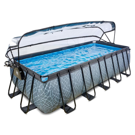 Bazén s krytem pískovou filtrací a tepelným čerpadlem Stone pool Exit Toys ocelová konstrukce 54