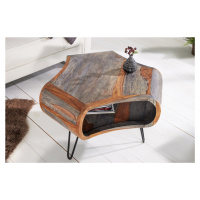 Estila Masivní retro konferenční stolek Spin III s oblými řezanými tvary ze sheesham dřeva v hně