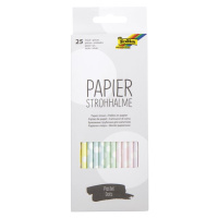Papírová brčka - sada 25 ks - mix pastelových barev - puntíky