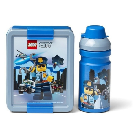 Lego® city policie svačinový set modrý: box + láhev