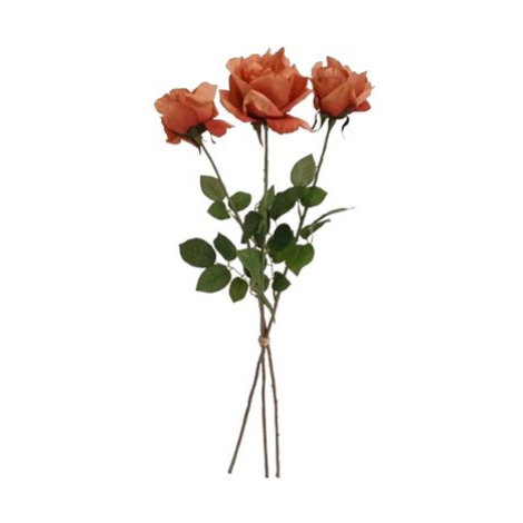 Umělá květina Růže oranžová, 74 cm, 3 ks
