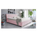 Eka Čalouněná postel Luxurious 120x200 cm - růžová s úložným prostorem