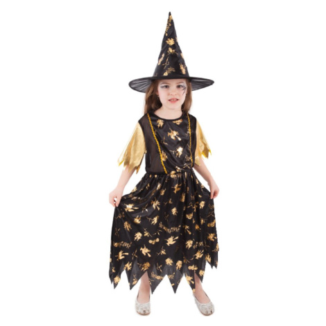 RAPPA Dětský kostým čarodějnice černo-zlatá (S) e-obal