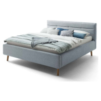 Šedomodrá čalouněná dvoulůžková postel s úložným prostorem a s roštem 180x200 cm Lotte - Meise M