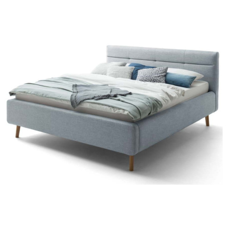 Šedomodrá čalouněná dvoulůžková postel s úložným prostorem a s roštem 180x200 cm Lotte - Meise M Meise Möbel