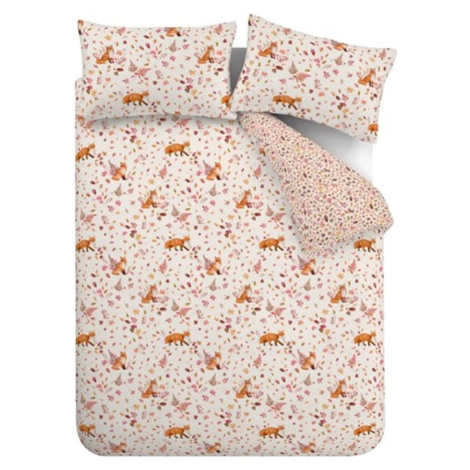 Oranžové/béžové povlečení na dvoulůžko 200x200 cm Woodland Fox – Catherine Lansfield