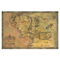 Plakát, Obraz - Pán Prstenů - Mapa Středozemě, (91.5 x 61 cm)
