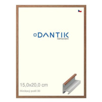 DANTIK rámeček 15 × 20, ALU profil 6030 Dýha ořech lak matný sklo čiré