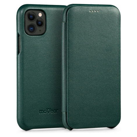 Pouzdro na iPhone 11 Pro kožené Obal slim case book zelené Movear