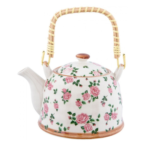 Keramická konvice na čaj se sítkem a drobnými růžičkami – 700 ml Clayre & Eef
