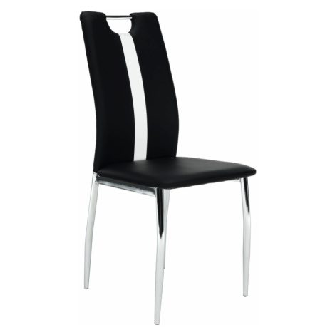 Židle, černá / bílá ekokůže + chrom nohy, SIGNA Tempo Kondela
