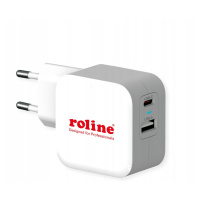 Roline Usb nabíječka s Euro zástrčkou, 2 porty (Typ-A QC3.0, Typ-C Pd), 38W