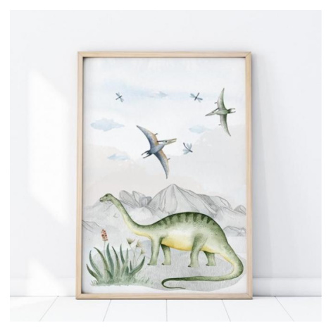 Plakát do dětského pokoje s motivem dinosaurů