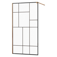 MEXEN/S KIOTO Sprchová zástěna WALK-IN 70x200 cm 8 mm, růžové zlato, černý vzor 2 800-070-101-60