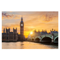 Fotografie Big Ben and Westminster Bridge at sunset, vwalakte, (40 x 26.7 cm)