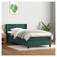 vidaXL Box spring postel s matrací tmavě zelená 90x210 cm samet