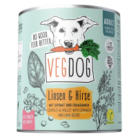 VEGDOG Adult čočka a jáhly 6 × 800 g