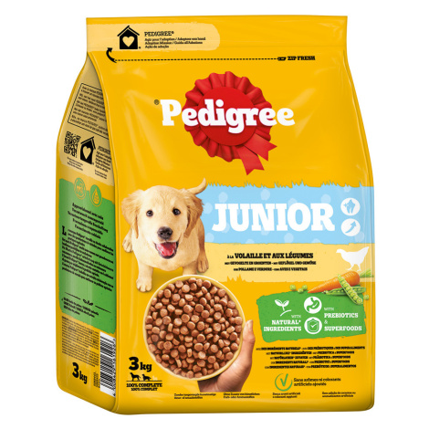 Pedigree Junior drůbeží se zeleninou - Výhodná sada: 3× 3 kg