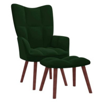 Relaxační křeslo se stoličkou tmavě zelené samet, 328064
