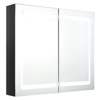 Shumee LED Koupelnová zrcadlová skříňka - lesklá černá, 80 × 12 × 68 cm