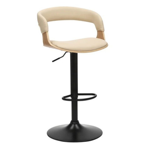 Estila Skandinávská otočná barová židle Norwich s béžovým koženým potahem a černou výškově nasta