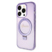 Guess hard silikonové pouzdro iPhone 15 PRO 6.1" purple Ring Stand Script Glitter MagSafe