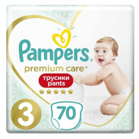 PAMPERS Premium Care Pants Kalhotky plenkové jednorázové 3 (6-11 kg) 70 ks