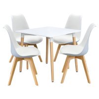 Jídelní SET stůl FARUK 80 x 80 cm + 4 židle TALES, bílý