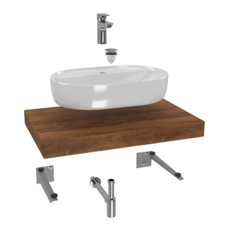 Koupelnová sestava Siko s deskou pod umyvadlo Dolce 80x8x50 cm dub charleston KSETDO4 HANSGROHE