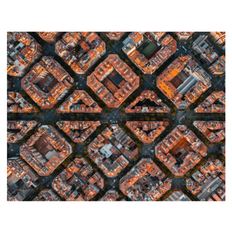Plakát, Obraz - Aerial view of the residential Eixample, Pol Albarrán, 40 × 30 cm