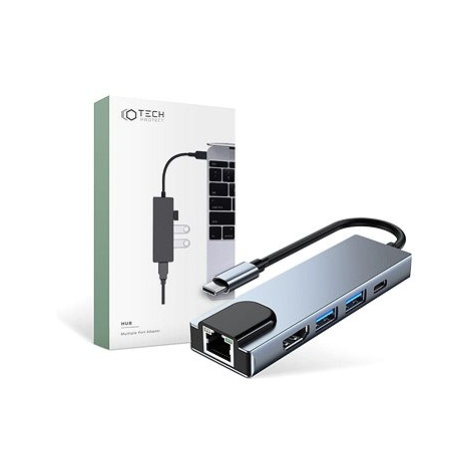 Tech-Protect V3 HUB adaptér 2 × USB / USB-C / HDMI / RJ45, šedý