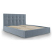 Světle modrá čalouněná dvoulůžková postel s úložným prostorem s roštem 180x200 cm Nerin – Mazzin