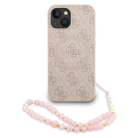 Guess PU Leather 4G Colored Ring Strap MagSafe Zadní Kryt pro iPhone 14 Pink