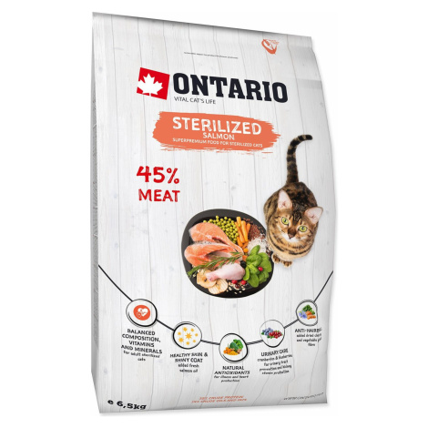 Krmivo Ontario Cat Sterilised Salmon 6,5kg