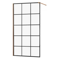 MEXEN/S KIOTO Sprchová zástěna WALK-IN 120x200 cm 8 mm, růžové zlato, černý vzor 1 800-120-101-6