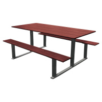 PROCITY Sestava stolu a laviček RIGA, délka 1500 mm, šedá / mahagon