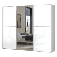 Třídveřová posuvná skříň se zrcadlem tiana š.272cm-bílá - s rámem