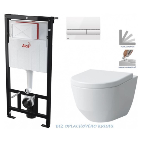 ALCADRAIN Sádromodul předstěnový instalační systém s bílým tlačítkem M1710 + WC LAUFEN PRO RIMLE AKCE/SET/ALCA