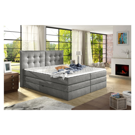Luxusní box spring postel Field 160x200, tmavě šedá - AKCE